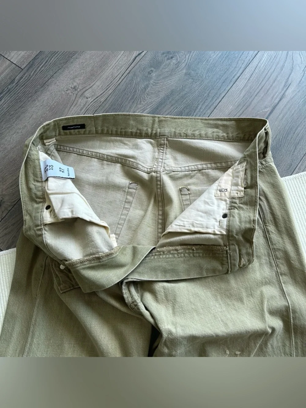 R13 Crossover Distressed Moss Green Jeans - Picture 8 of 14